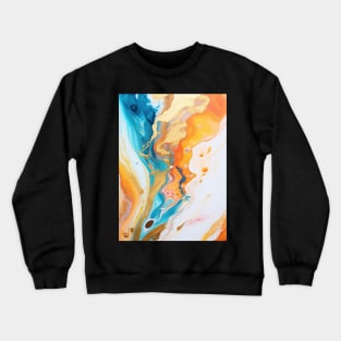 Orange Wave Liquid Marble Soothing Patterns Crewneck Sweatshirt